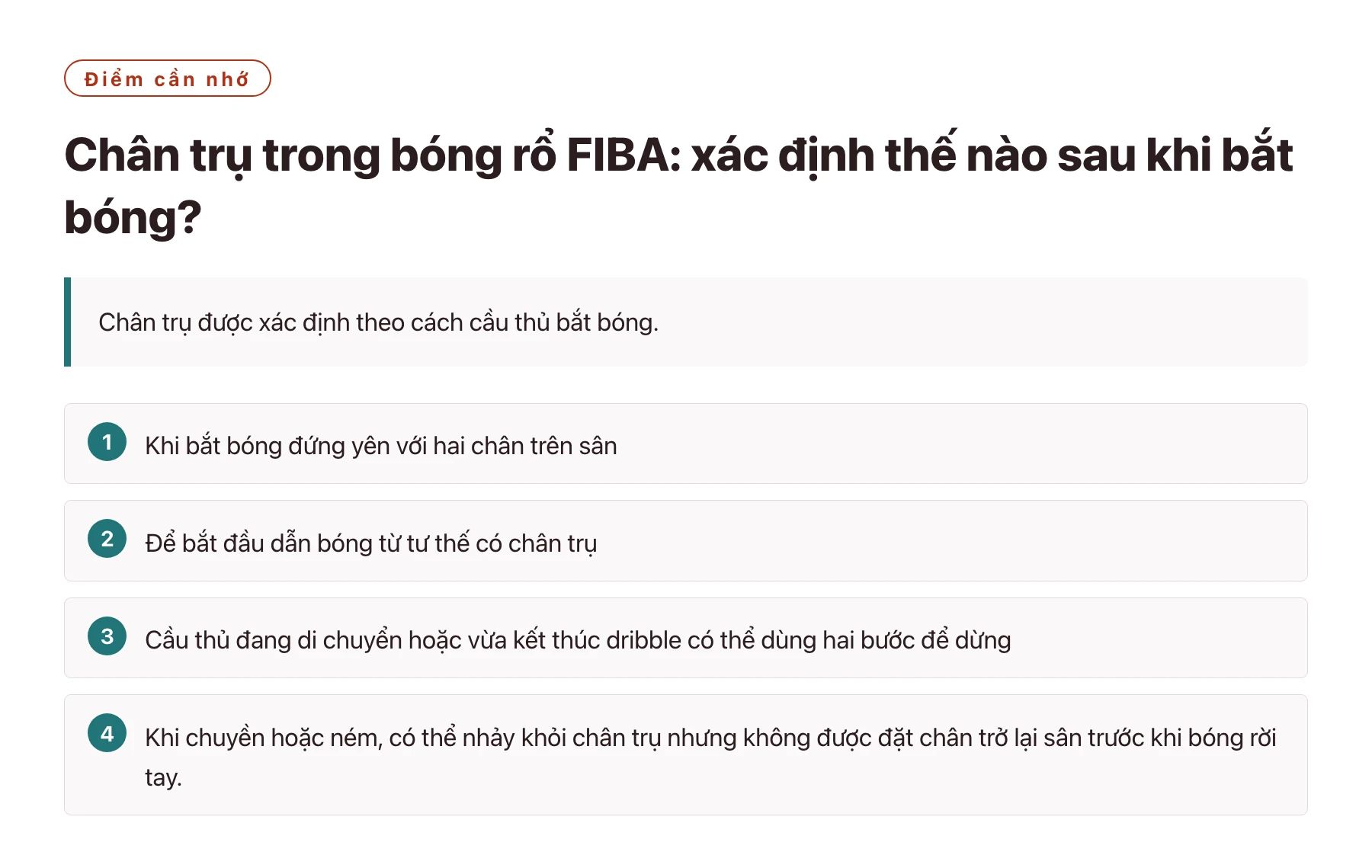 Chân trụ trong bóng rổ FIBA: xác định thế nào sau khi bắt bóng?——全文要点速览